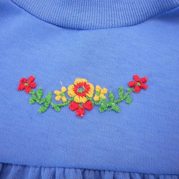 Vintage Sears Perma-Prest Turtleneck Toddler Size 4T Blue Floral Embellishment - Picture 5 of 15